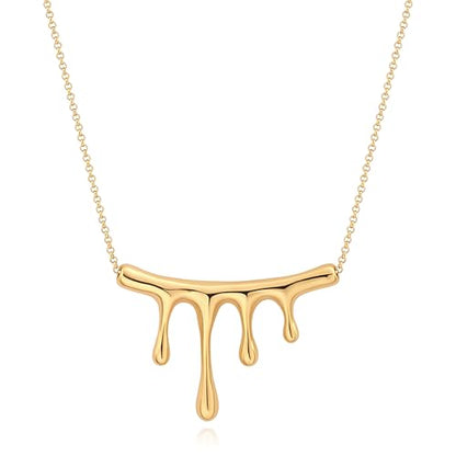 POTESSA 18K Gold Plated Pendant Necklace Medallion Coin Heart Y Shaped Chain Toggle Necklace for Women Jewelry - color: Golden Waterdrop