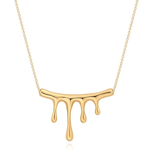 POTESSA 18K Gold Plated Pendant Necklace Medallion Coin Heart Y Shaped Chain Toggle Necklace for Women Jewelry - color: Golden Waterdrop