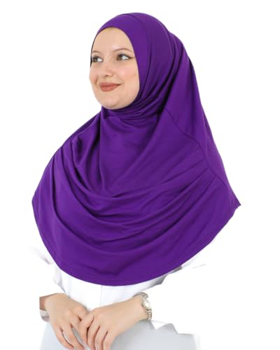 Prien Ready To Wear Hijab For Women, Instant Turban, Soft Muslim Scarf For Prayer, Long Hijabs, Islamic Clothes, Jersey Abaya - color: Purple