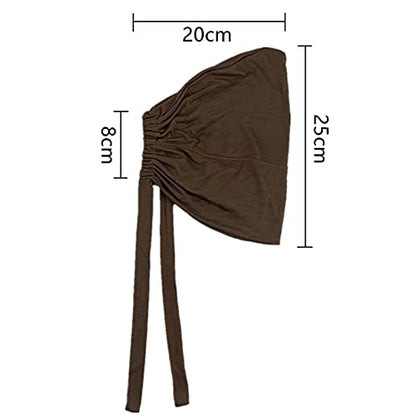 3 Pieces Adjustable Muslim Inner Under Hijab Cap with Ties Back Islamic Under Scarf Bonnet Caps Chemo Cap - color: Coffee