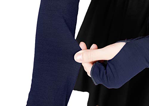 V28 Women Stretchy Long Sleeve Fingerless Gloves - color: Navy