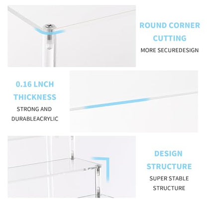 WEERSHUN 3 Tier Acrylic Display Stand Risers, Clear Tabletop Display Shelf for Perfume, Figures & Collectibles, Thick Acrylic Organizer for Cupcake, Cosmetics & Home Decoration - size: 1PACK 3-layer transparent