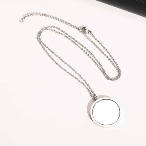 Religious Christian Cross/Freemasonry/Mountain Forest Jewelry 25mm Stainless Steel Round ID Tag Spinner Pendant Necklaces,Hiking Camping Lover Gift - style: Black-Christian Cross & Custom Back Side