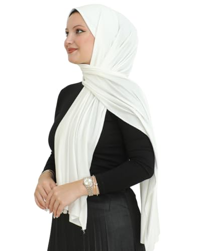 Prien Hijab for Women Viscose Scarf Lightweight Muslim Hijabs Long Shawl Islamic Scarves Turkey Silk Headscarf for Womens - color: Cream