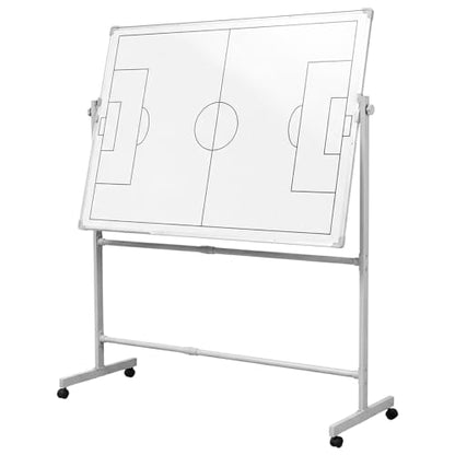 Double-Sided Soccer Coaching Board Height Adjustable Dry Erase Whiteboard with Wheels 360 Degree Reversible Soccer Tactics Board with Magnets Pen & Eraser for Teaching Training - color: Football