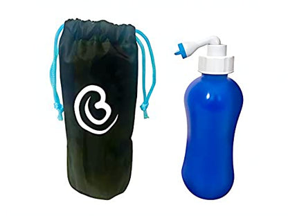 Mini : The Essential Personal Hygiene and Postpartum Cleaning Spray - Portable Peri Bottle for Women on the Go, Angled Retractable Nozzle, Discrete Bag, Compact 12.5 oz 380 ml Blue
