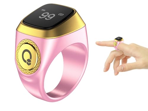 Smart Ring Counter, Smart Tasbih Zikr Ring, Muslim Islamic Prayer Smart Rings, Tasbih Counter Smart Ring, Tasbeeh Smart Counter, Digital Electronic Smart Tally Counter for Prayer (Pink,20MM)