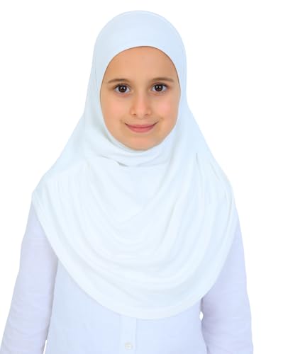 Prien Ready To Wear Hijab For Girls, Soft Viscose Muslim Scarf For Kids, Instant Islamic Clothing For Women For Ramadan, Eid - color: Cream