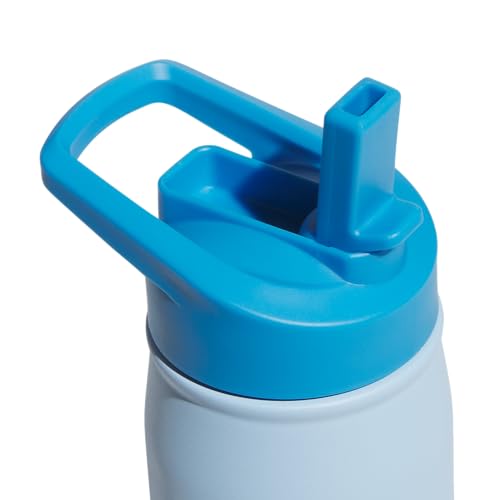 adidas Stainless Steel Metal Water Bottle 20 oz (600 mL) Straw Lid - color: Clear Sky Blue/Pulse Blue/White