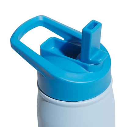 adidas Stainless Steel Metal Water Bottle 20 oz (600 mL) Straw Lid - color: Clear Sky Blue/Pulse Blue/White