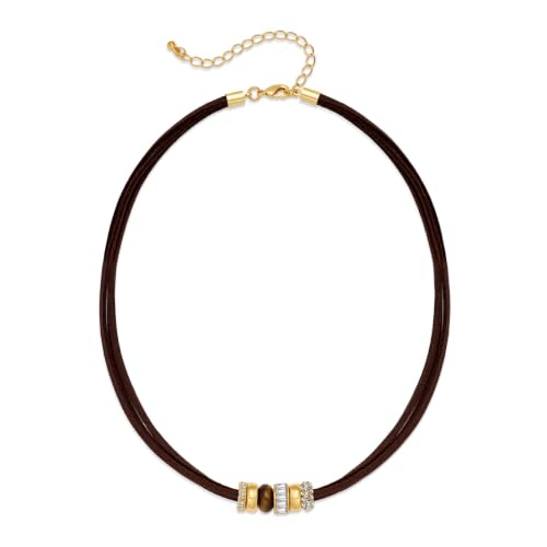 Paracord Rope Choker Necklace with Pendant for Women - color: Tiger Eye