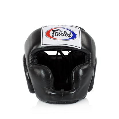 Fairtex Full Head Guard, Muay Thai MMA Sparring Helmet Protective Headgear | Handcrafted 3-layer padding shell. Lightweight sleek construction shields against elbows during high-intensity ring session - color: HG3 Black Lace-up, size: X-Large