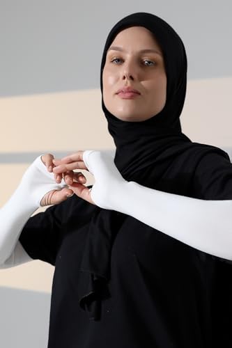 ihvan online, Hijab Sleeves for Women, Muslim Arm Sleeve for Prayer, Women's Soft Stretchy Modest Sleeves to Cover Arms - color: Beige-model 2