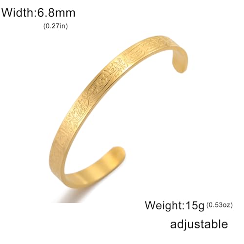 VASSAGO Islamic Gifts Ayatul Kursi Bracelet for Women Men Muslim Quran Allah Openable Bangles Ayatul Kursi Arabic Calligraphy Cuff Bracelet Islam Islamic Jewelry Eid Gifts - color: gold koran bracelet