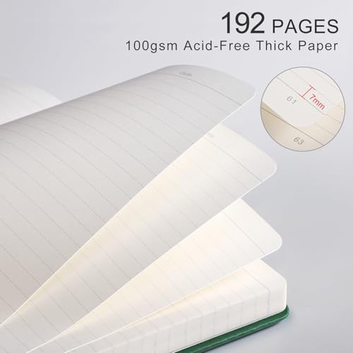 Lined Journal for Women Men, 192 Pages A5 Notebook Journal, Hardcover Notebook with 100Gsm Thick Pages, Leather Note Book for Writing, Travel, Business, Office, Prayer 5.7 x 8.3, Dark Green - color: Dark Green, style: Lined