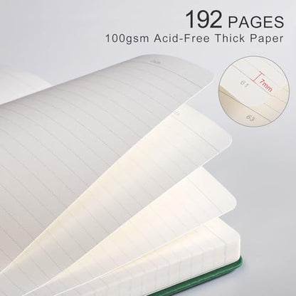 Lined Journal for Women Men, 192 Pages A5 Notebook Journal, Hardcover Notebook with 100Gsm Thick Pages, Leather Note Book for Writing, Travel, Business, Office, Prayer 5.7 x 8.3, Dark Green - color: Dark Green, style: Lined