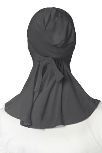 Lina & Lily Jersey Tie Back Hijab Underscarf with Neck Cover Full Coverage for Muslim Women - color: Dark Gray