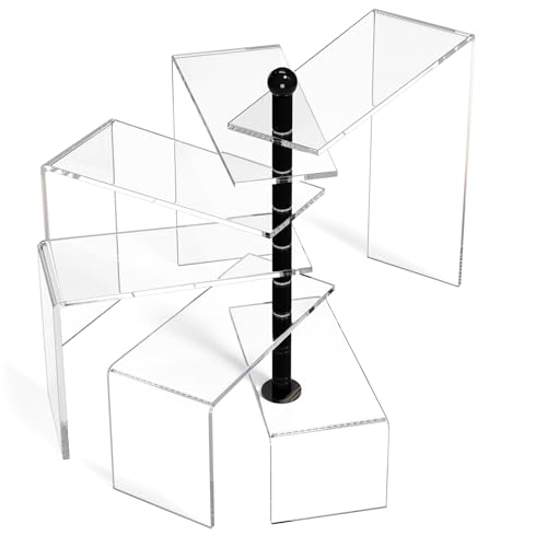 NIUBEE Acrylic Risers Display Stands, 6 Tier Rotating Clear Display Risers for Miniature, Mini Funko Pop, Amiibo, Figures,Jewelry, Perfume, Dessert