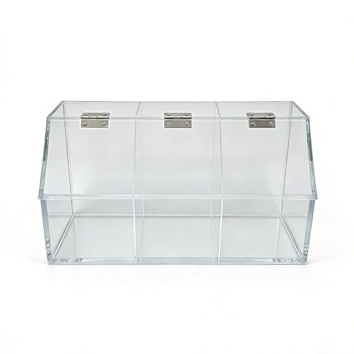 FixtureDisplays® Plaxiglass Clear Acrylic 3 Compartment Toppings Bin 15.5 X 7 X 5 Candy Bin Condiment Organizer Tabletop Bar Restuarnt Kitchen Transparent Box 100904-NPF