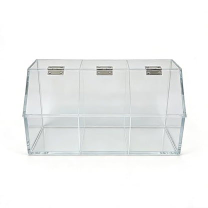 FixtureDisplays® Plaxiglass Clear Acrylic 3 Compartment Toppings Bin 15.5 X 7 X 5 Candy Bin Condiment Organizer Tabletop Bar Restuarnt Kitchen Transparent Box 100904-NPF