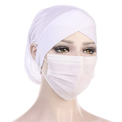 4 Pieces Muslim Under Scarf with Ear Hole Stretch Jersey Inner Hijabs Tube Caps for Islamic Women Turban Bonnet… - color: Green+black+white+navy