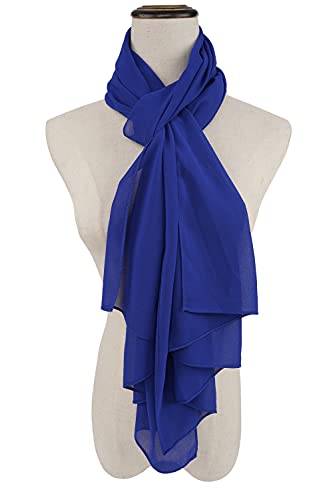 YOUR SMILE for Women Lightweight Breathable Solid Color Soft Chiffon Long Fashion Scarves Sun-proof Shawls Wrap - color: Royal Blue