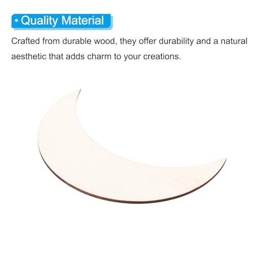 PATIKIL 3.9"x1.2" Wooden Moon, 10 Pack Unfinished Wood Moon Blank Wooden Cutouts Ornaments Natural Wood Pieces for Christmas Party Craft Projects - size: 3.9"x1.2"