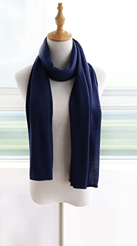 vabovin Head Wraps for Black Women Stretch Jersey Knit Turban Headwrap Solid Color Headscarf Headband Shawl - color: 14- Navy Blue