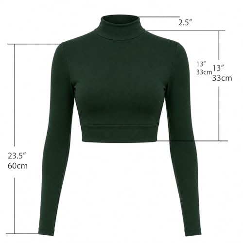 AMAL Muslim Arm Hijab Cotton Cropped Bolero Top for Women, Long Sleeve Mock Neck Modest Layering Shrug - color: Green, size: Small