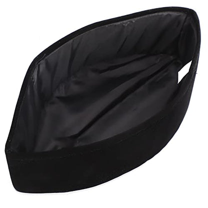 Mens Muslim Hat 59cm Breathable Skull Cap Black Southeast Asian Malay Islamic Worship Soft Golden Velvet Hat Male Head Cap Muslim Kufi for Men Adult