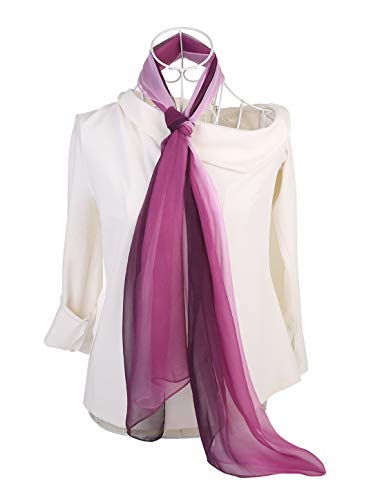 uxcell Women'sChiffon Sheer Long Scarf Silky Gradient Party - color: Purple