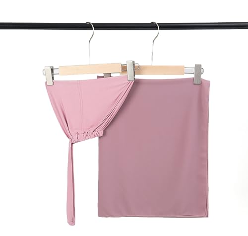 Matched Hijab and Undercap Set, Chiffon Muslim Head Scarf for Women, A Perfectly Decent Combination - color: Pinkish Purple
