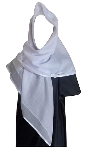 bonballoon Cotton White Shawl Turban Imama Pagri Cloth Muslim Salah Islam Keffiyeh Islamic Slalat Arafat Arab Scarf Kafiya Wrap Head Arab Arabic Tactical Desert Cord Keffiyeh Wrap