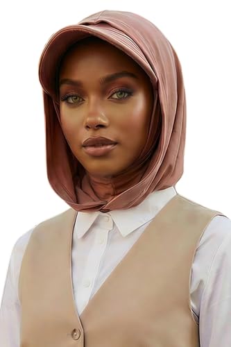 Aisha's Design Full Coverage Cotton Bonnet Hijab with Visor Modest Underscarf Bonnet - color: Cappuccino