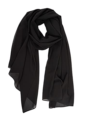 YOUR SMILE for Women Lightweight Breathable Solid Color Soft Chiffon Long Fashion Scarves Sun-proof Shawls Wrap - color: Black