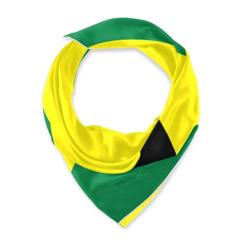 Bandana Square Head Scarf for Women Satin Hair Wrap Fashion Headband 27" - color: Jamaica Flag