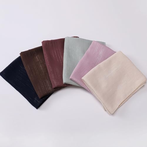 Women Hijab Chiffon Head Scarf Lightweight Shimmer Scarves Crepe Wedding Shawls and Wraps for Evening Dresses Shiny - color: Pink 6#