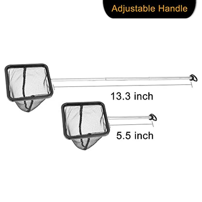 Aquarium Telescopic Fish Net with Extendable Handle Soft Mesh - size: 2.8 inch