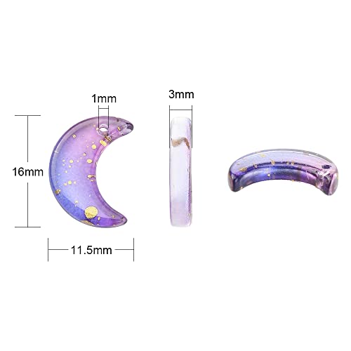 LiQunSweet 100 Pcs Moon Crescent Shape Crystal Glass Tiny Hanging Pendants with Gold Foil Charms Bulk Lot for Jewelry Making and DIY Craft Accessories - 16x11.5mm - color: Moon Glass Charms_16x11.5mm