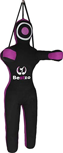 Bestzo MMA Jiu Jitsu Judo Punching Bag Wrestling Grappling Dummy-Unfilled - color: Synthetic Leather Black Purple, size: 48 inches (4 ft)