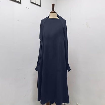 Lmdudan Girls Muslim Dress Hood Long Sleeve Prayer Dresses Robe Dubai Abaya 2026 Ramadan Kaftan Dress Kids 6-13 Years - color: Dark Blue, size: 8-9 Years
