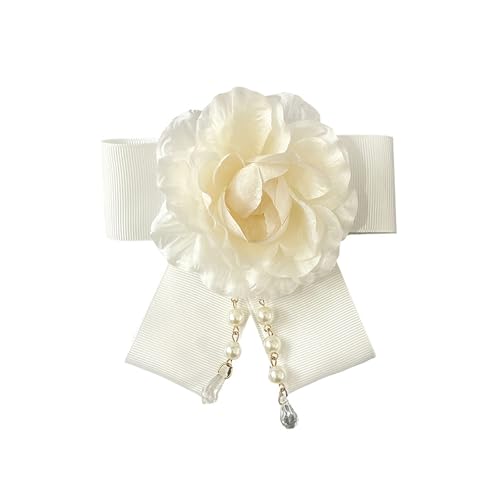 Vintage White Flower Pearl Tassel Brooch Pins for Women Trendy Camellia Pearl Hair Pins Christmas Pins Dainty Shawl Brooches Bracelet Birthday Jewelry - color: White3