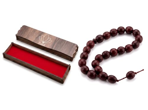 Saul. Naturally Scented Andiz Worry Beads in Wooden Gift Box, Handcrafted 17-Bead Pocket Tasbih for Men, Stress Relief EDC Misbaha - color: Henna Brown