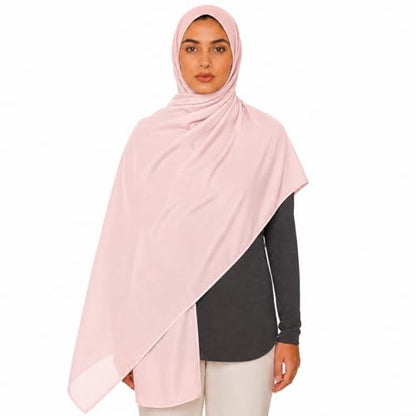 Premium Breathable Modal Cotton Hijab for Women, Lightweight, Non-Slip, Soft & Elegant Scarf for Everyday Wear - color: Blush Pink
