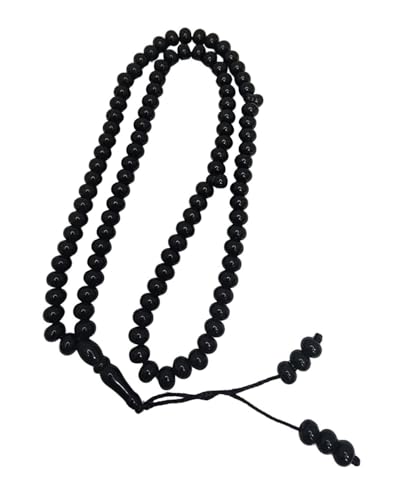 Islam Prayer Tasbih 99 Beads AMN-101 Muslim Zikr Rosary Misbaha w/Decorate Tassels Ramadan praying Eid Gift - color: Black