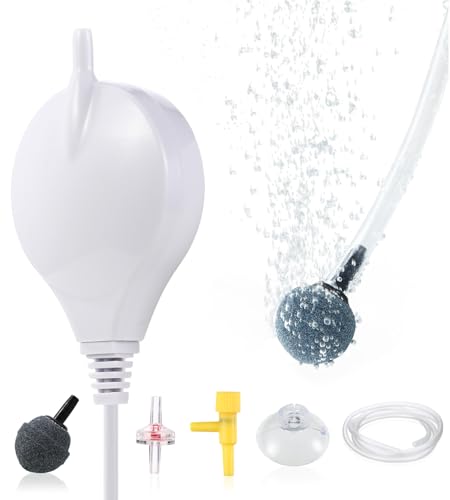 Aquarium Air Pump Mini Fish air Pump Super Quiet Fish Bowl air Pump for Up to 10 Gallon Fish Tank 1.5 Watts 310ml/min - color: White-Complete Kit