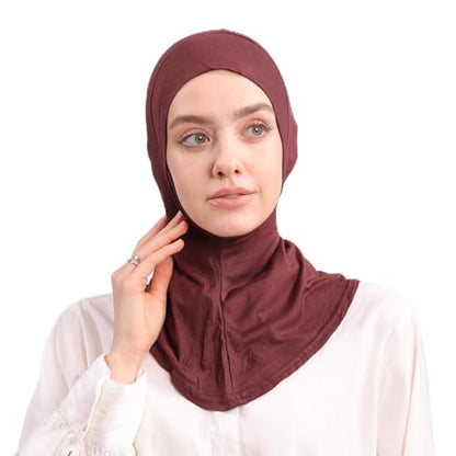 Modal Jersey Muslim Amira Instant Hijab Scarf for Women Jersey Hijab Undercaps - color: Brown
