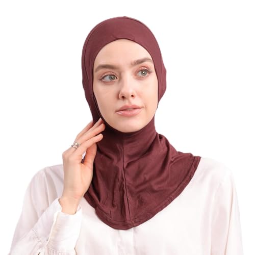Modal Jersey Muslim Amira Instant Hijab Scarf for Women Jersey Hijab Undercaps - color: Brown
