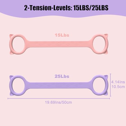 Figure 8 Resistance Bands with Handles, Upgraded Silicone 8-Shaped Exercise Band for Women,Stretch Bands Set for Exercise Arms Back Legs Pilates Yoga - color: 2Pcs Pink 15Lb & Purple 25Lb