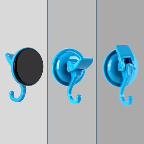 Heavy Duty Vacuum Suction Cup Hooks, Blue Plated Polished Super Suction for Kitchen Bathroom, 2 Pack - color: Blue